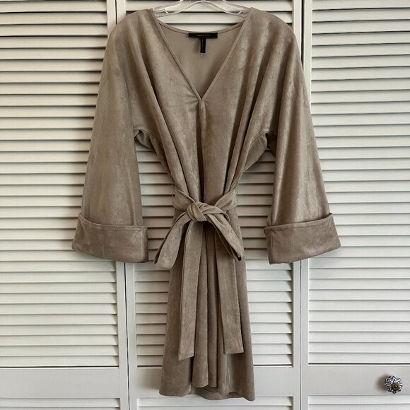 BCBG MaxAzria Belted Faux-Suede Mini Dress tan women’s medium - Picture 1 of 9